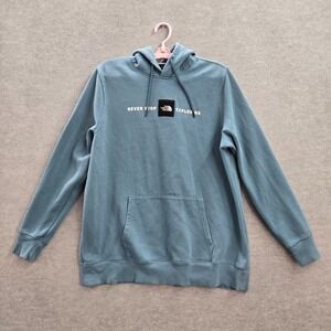 The North Face Women Hoodie XL Blue Fleece Long Sleeve Logo Cotton Polyester